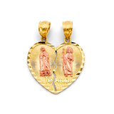 14K Two-Tone Gold ‘Te Amo’ Heart Pendant — Small — on white background — Italian Fashions