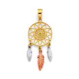 14K Tricolor Gold Dream Catcher Pendant