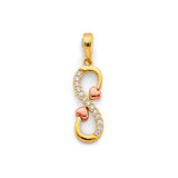 14K Two-Tone Gold Double Infinity Heart Pendant