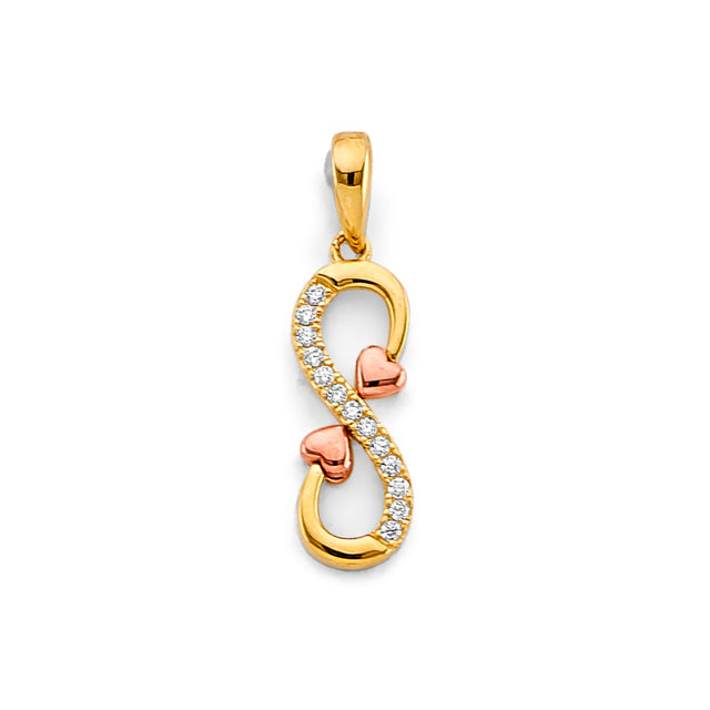 14K Two-Tone Gold Double Infinity Heart Pendant