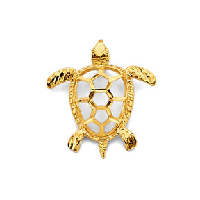14K Yellow Gold Openwork Sea Turtle Pendant