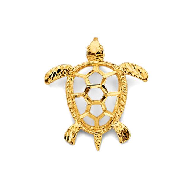 14K Yellow Gold Openwork Sea Turtle Pendant
