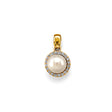 14K Two-Tone Gold Pearl Halo Pendant