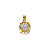 14K Yellow Gold Cluster Round Pendant