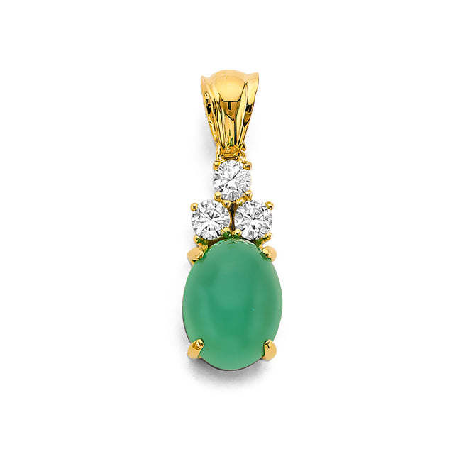 14K Yellow Gold Simulated Jade Pendant