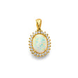 14K Yellow Gold Large Oval Synthetic Opal Halo Pendant