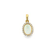 14K Yellow Gold Petite Oval Synthetic Opal Halo Pendant