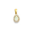 14K Yellow Gold Pear Synthetic Opal Halo Pendant
