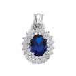 14K White Gold Blue-Stone Halo Pendant