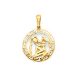 14K Yellow Gold Zodiac Medallion Pendant