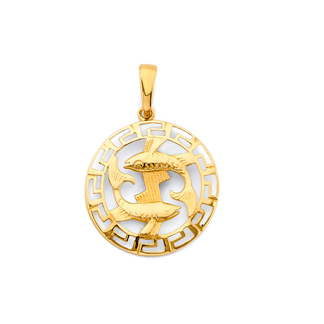 14K Yellow Gold Zodiac Medallion Pendant