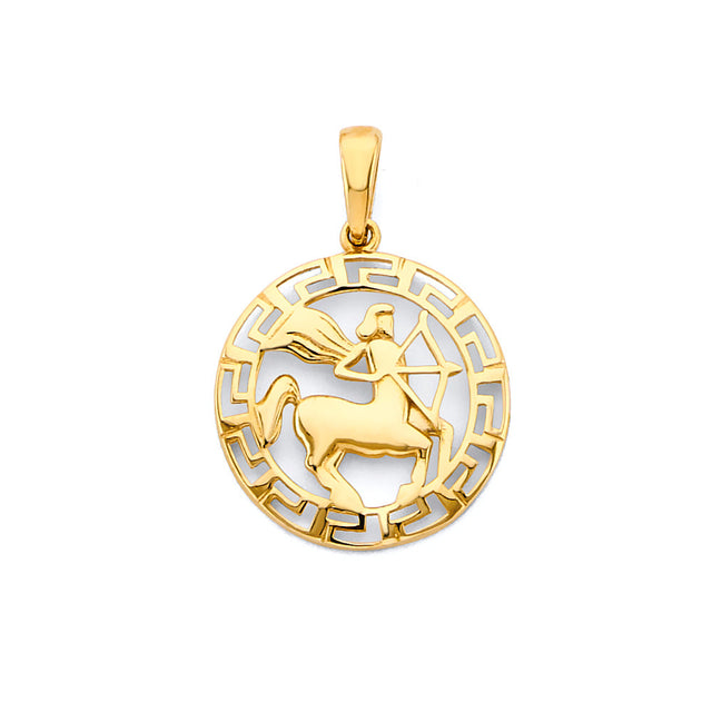 14K Yellow Gold Zodiac Medallion Pendant