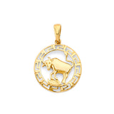 14K Yellow Gold Zodiac Medallion Pendant