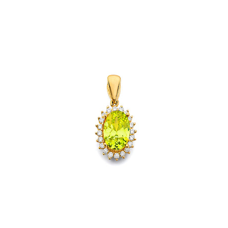 14K Yellow Gold Oval Birthstone Pendant