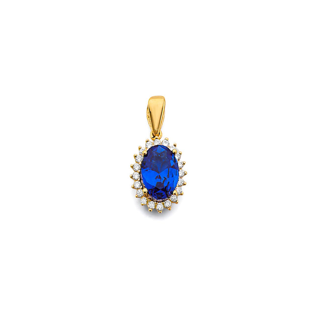 14K Yellow Gold Oval Birthstone Pendant