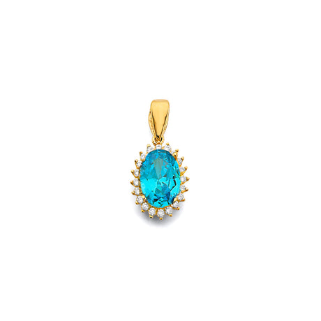 14K Yellow Gold Oval Birthstone Pendant