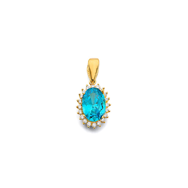 14K Yellow Gold Oval Birthstone Pendant