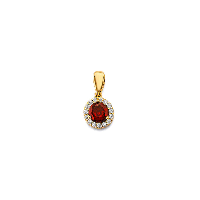 14K Yellow Gold Round Birthstone Pendant