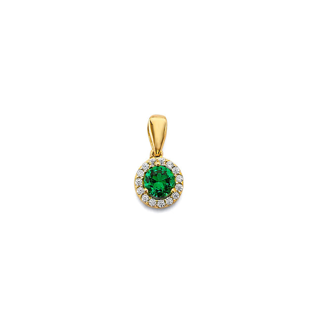 14K Yellow Gold Round Birthstone Pendant