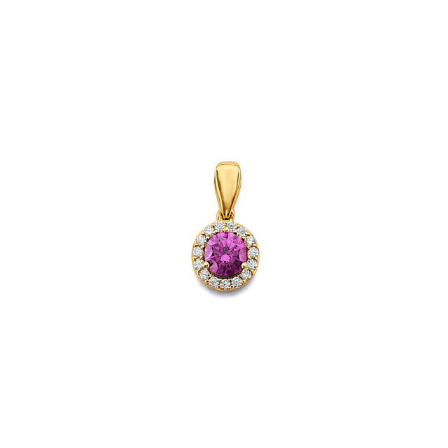 14K Yellow Gold Round Birthstone Pendant