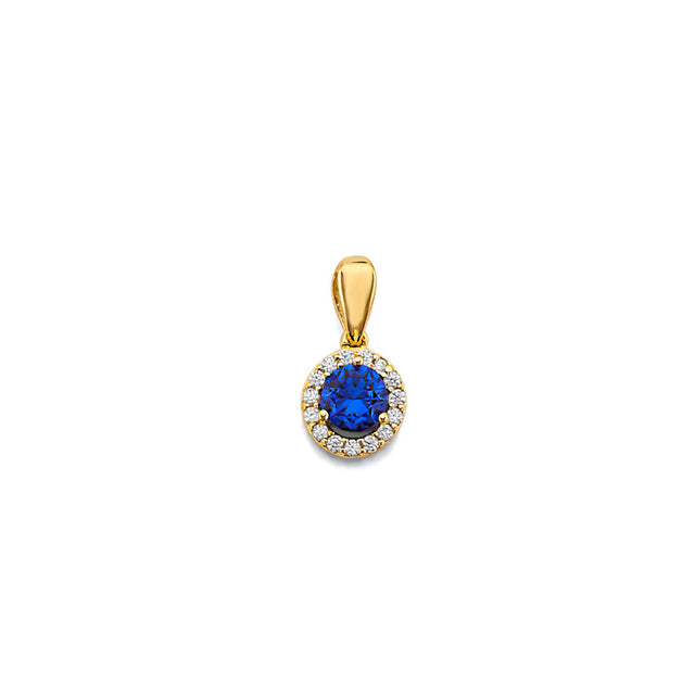 14K Yellow Gold Round Birthstone Pendant
