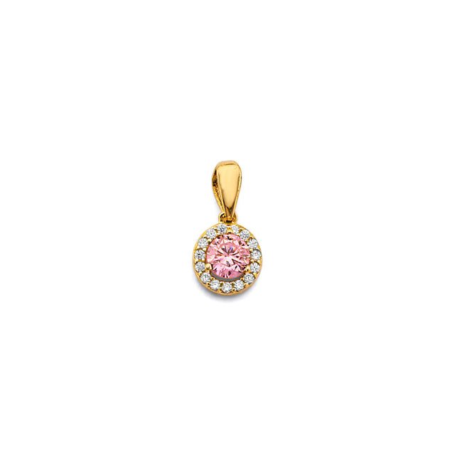 14K Yellow Gold Round Birthstone Pendant