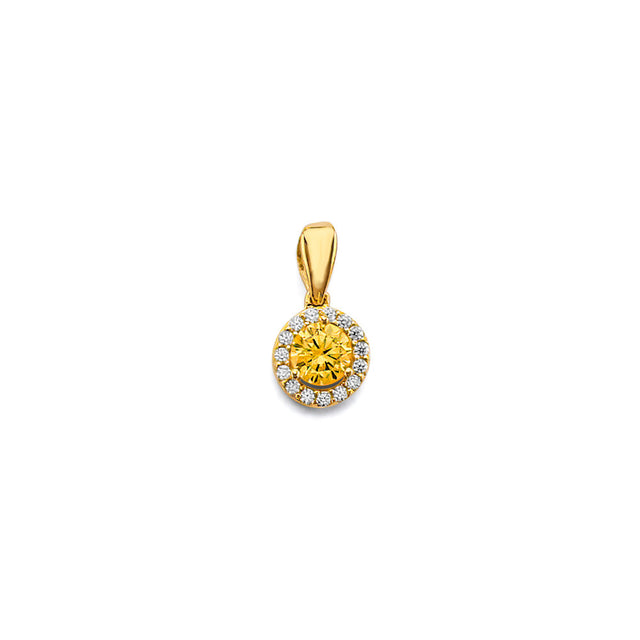 14K Yellow Gold Round Birthstone Pendant