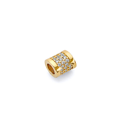14K Two-Tone Gold Barrel Slider Charm
