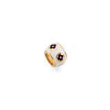 14K Yellow Gold Purple Enamel Flower Slider Charm