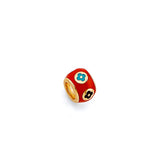 14K Yellow Gold Red Enamel Flower Slider Charm