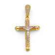 14K Two-Tone Gold CZ Crucifix Cross Pendant