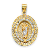 14K Tricolor Gold Oval St. Jude Thaddeus Pendant