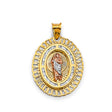 14K Tricolor Gold CZ Oval St. Jude Thaddeus Pendant