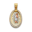 14K Tricolor Gold CZ Oval St. Jude Thaddeus Pendant