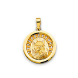 14K Yellow Gold Jesus Christ Round Medal Pendant — Small — Italian Fashions