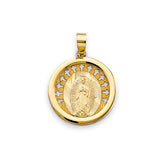 14K Yellow Gold Our Lady of Guadalupe Round Medal Pendant — Small — Italian Fashions