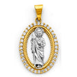 14K Two-Tone Gold CZ St. Jude Thaddeus Pendant