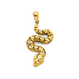 14K Yellow Gold Nugget Serpent Pendant