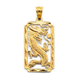 14K Yellow Gold Rectangular Dragon Pendant