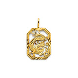 14K Yellow Gold Octagonal Dragon Pendant