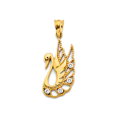 14K Yellow Gold Swan Pendant