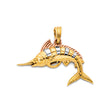 14K Tricolor Gold Marlin Pendant