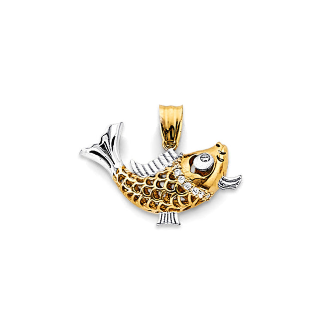 14K Two-Tone Gold Koi Fish Pendant