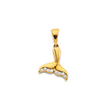 14K Yellow Gold Whale Tail Pendant