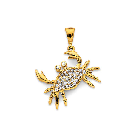 14K Yellow Gold Crab Pendant