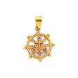 14K Two-Tone Gold Anchor and Ship Wheel Pendant