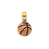 14K Two-Tone Gold Enamel Basketball Pendant