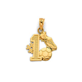 14K Yellow Gold Number One Soccer Pendant