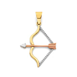14K Tricolor Gold Bow and Arrow Pendant