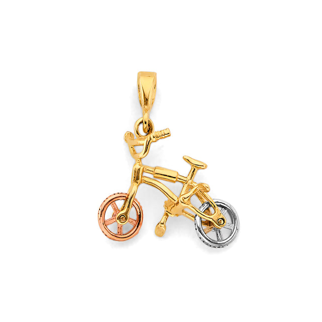14K Tricolor Gold Bicycle Pendant